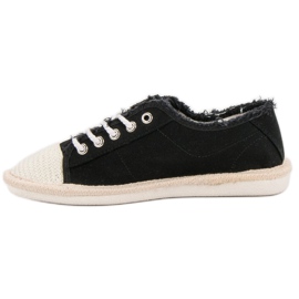 SHELOVET Espadrilles à lacets le noir 1