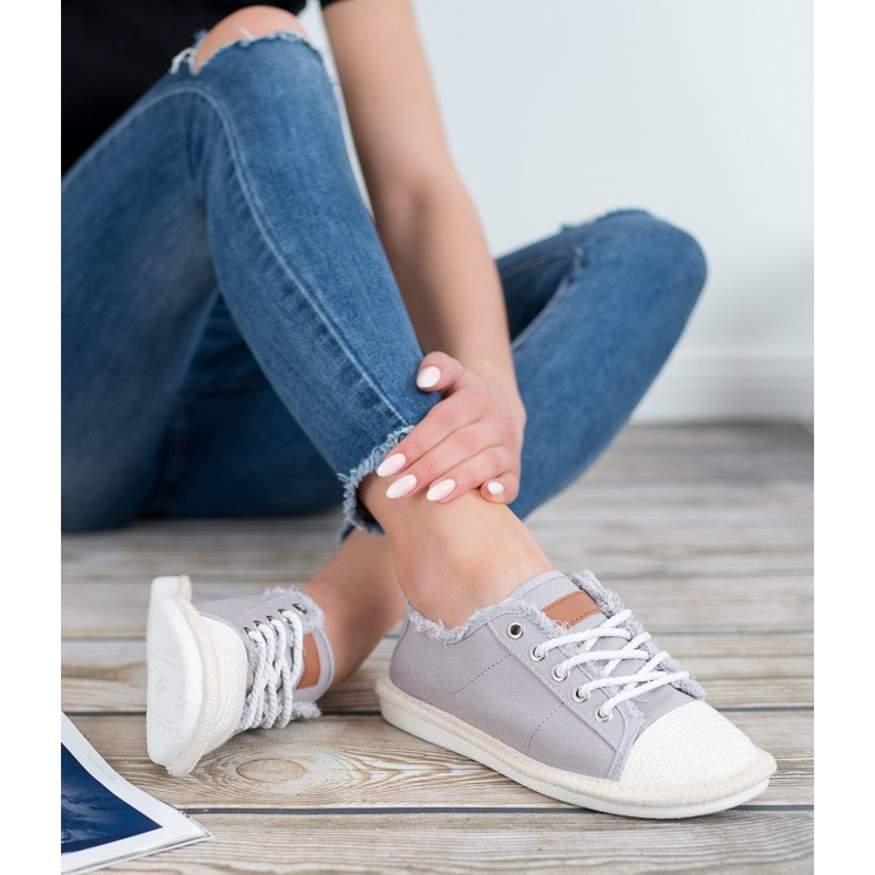 SHELOVET Espadrilles à lacets jaune 2