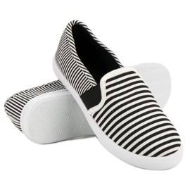 SHELOVET Slipons rayés blanc noir 1
