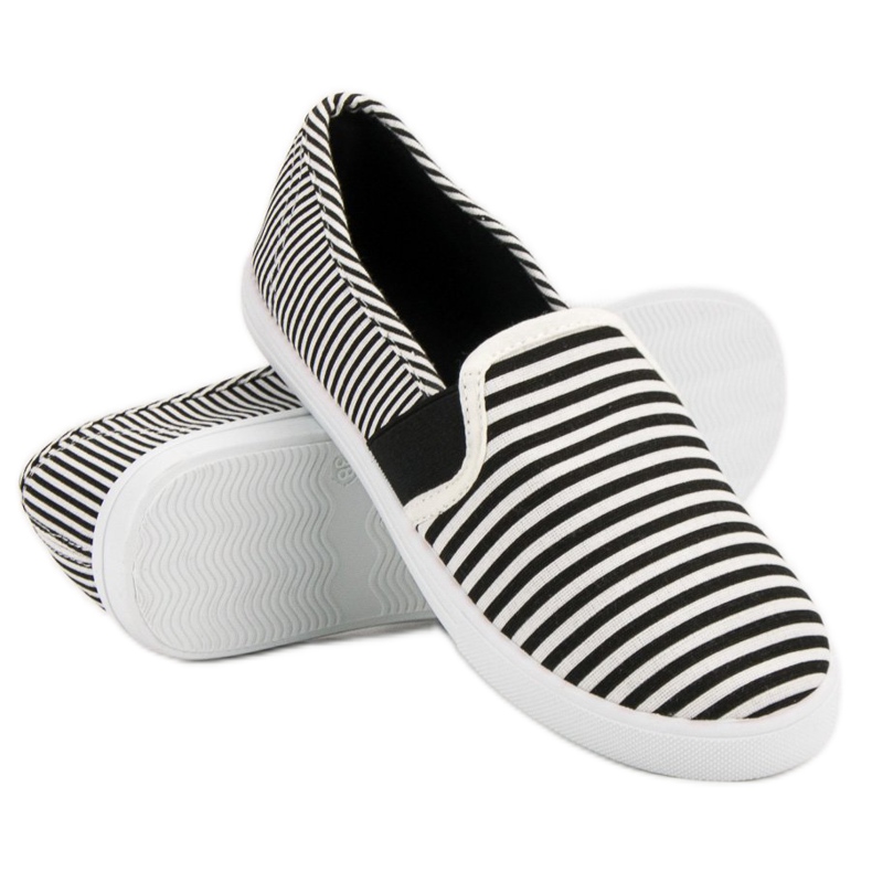 SHELOVET Slipons rayés blanche le noir 1
