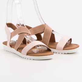 EXQUILY Sandales confortables avec un élastique rose 1