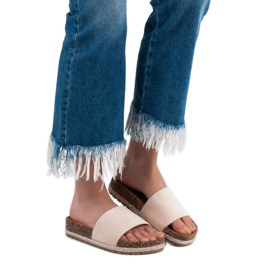 Bestelle Pantoufles classiques en daim beige 1