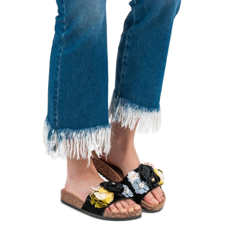 Cm Paris Pantoufles Avec Des Fleurs noir 1