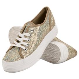 SHELOVET Baskets à paillettes jaune 1