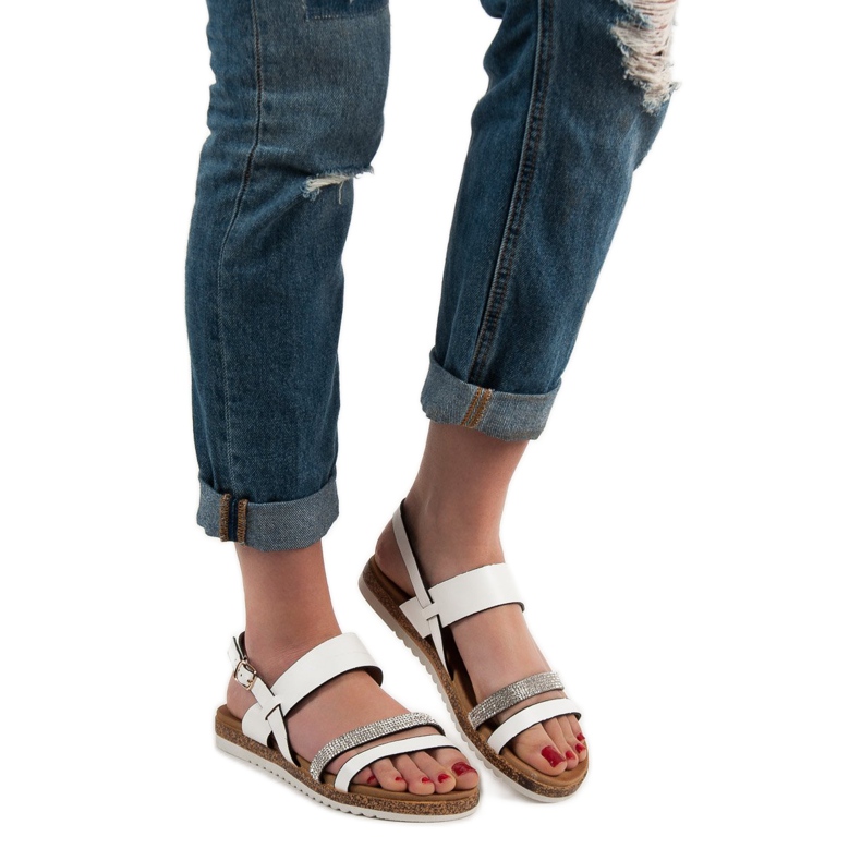 SHELOVET Sandales Avec Cubic Zirconia blanc 2