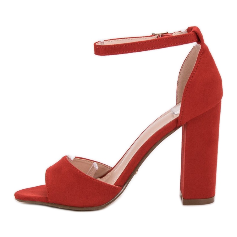Ideal Shoes Sandales confortables à talons hauts rouge 2
