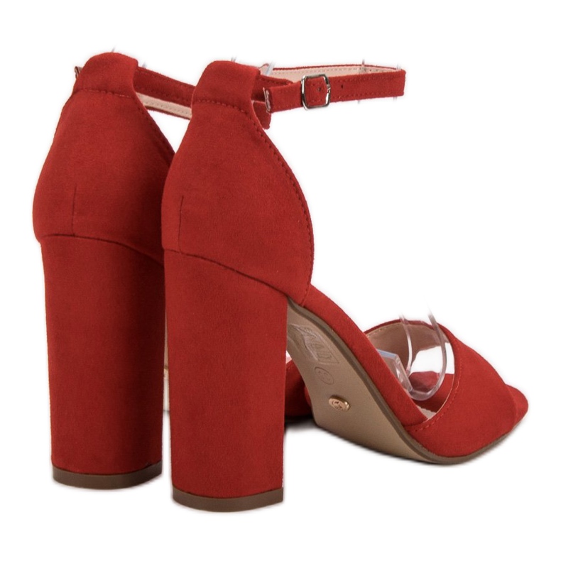 Ideal Shoes Sandales confortables à talons hauts rouge 1