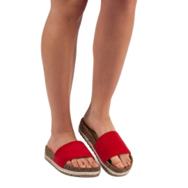 Bestelle Pantoufles classiques en daim rouge 3