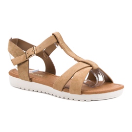EXQUILY Sandales classiques en daim brun 4