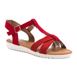 EXQUILY Sandales classiques en daim rouge 2