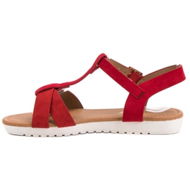 EXQUILY Sandales classiques en daim rouge 3