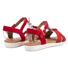 EXQUILY Sandales classiques en daim rouge 4