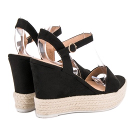 Ideal Shoes Sandales compensées élégantes le noir 1