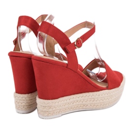 Ideal Shoes Sandales compensées élégantes rouge 1