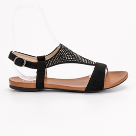 SHELOVET Sandales à cristaux noir 1