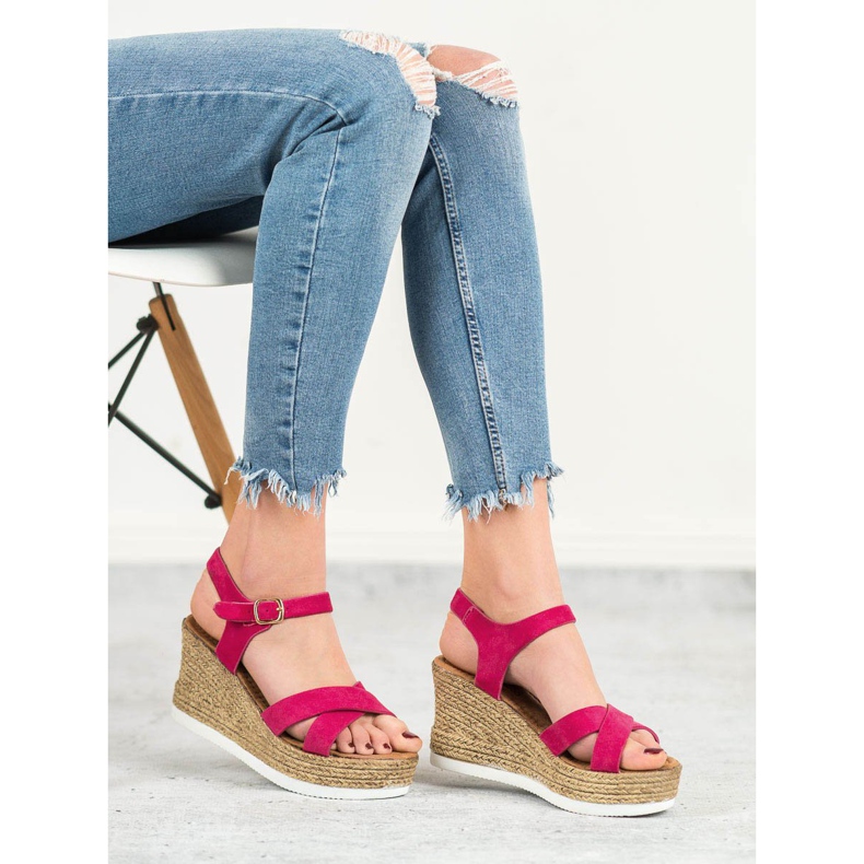 JESSY ROSS Sandales en daim fuchsia rose 2