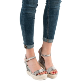 Ideal Shoes Sandales compensées élégantes gris 2 Ideal Shoes Sandales compensées élégantes gris 2