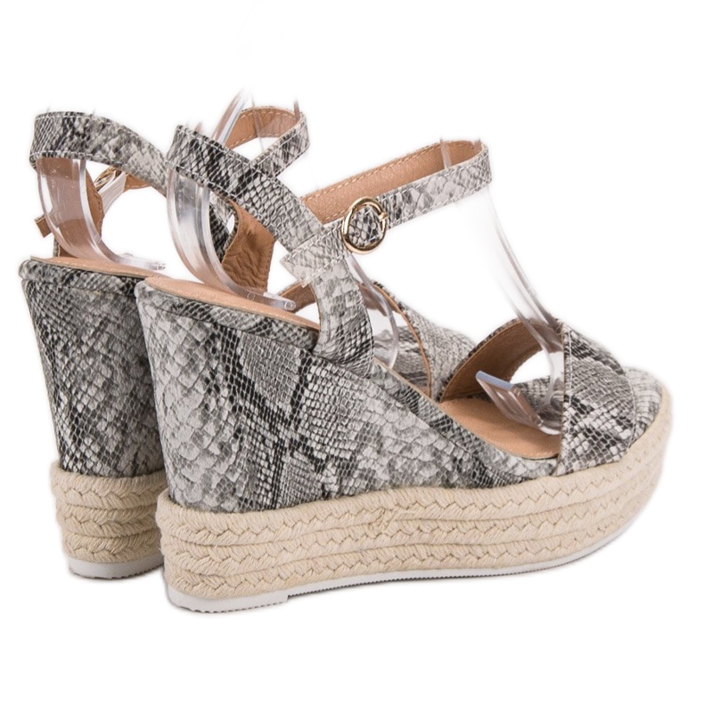 Ideal Shoes Sandales compensées élégantes gris 1 Ideal Shoes Sandales compensées élégantes gris 1