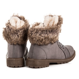 New Tlck Trappeurs en daim avec fourrure gris 5