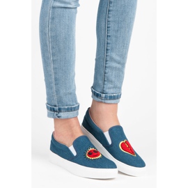 Kylie Baskets en jean avec patchs bleu 1