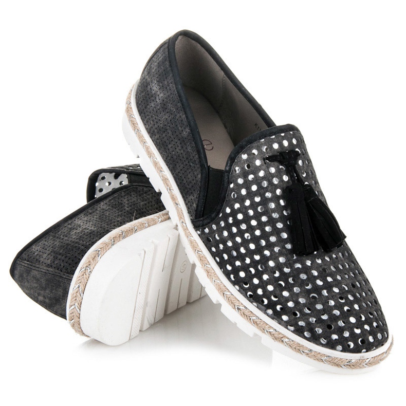 Kylie Espadrilles Slipony ajourées le noir 1