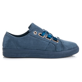 Ideal Shoes Baskets En Daim Avec Ruban bleu 3