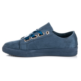 Ideal Shoes Baskets En Daim Avec Ruban bleu 4