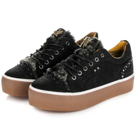 Kylie Baskets avec fourrure le noir 1