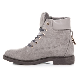 Ideal Shoes Travailleurs en daim attachés avec un ruban gris 4