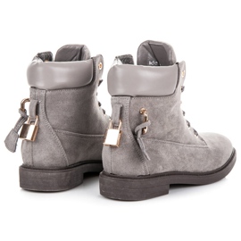 Ideal Shoes Travailleurs en daim attachés avec un ruban gris 5