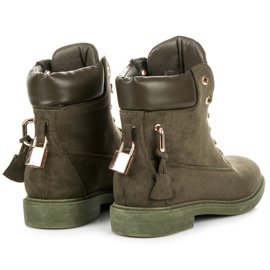 Ideal Shoes Travailleurs en daim attachés avec un ruban vert 5