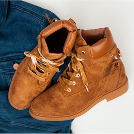 Ideal Shoes Travailleurs en daim attachés avec un ruban brun 6