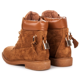 Ideal Shoes Travailleurs en daim attachés avec un ruban brun 2