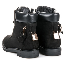 Ideal Shoes Travailleurs en daim attachés avec un ruban le noir 2