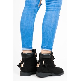 Ideal Shoes Travailleurs en daim attachés avec un ruban le noir 4