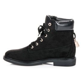 Ideal Shoes Travailleurs en daim attachés avec un ruban le noir 1