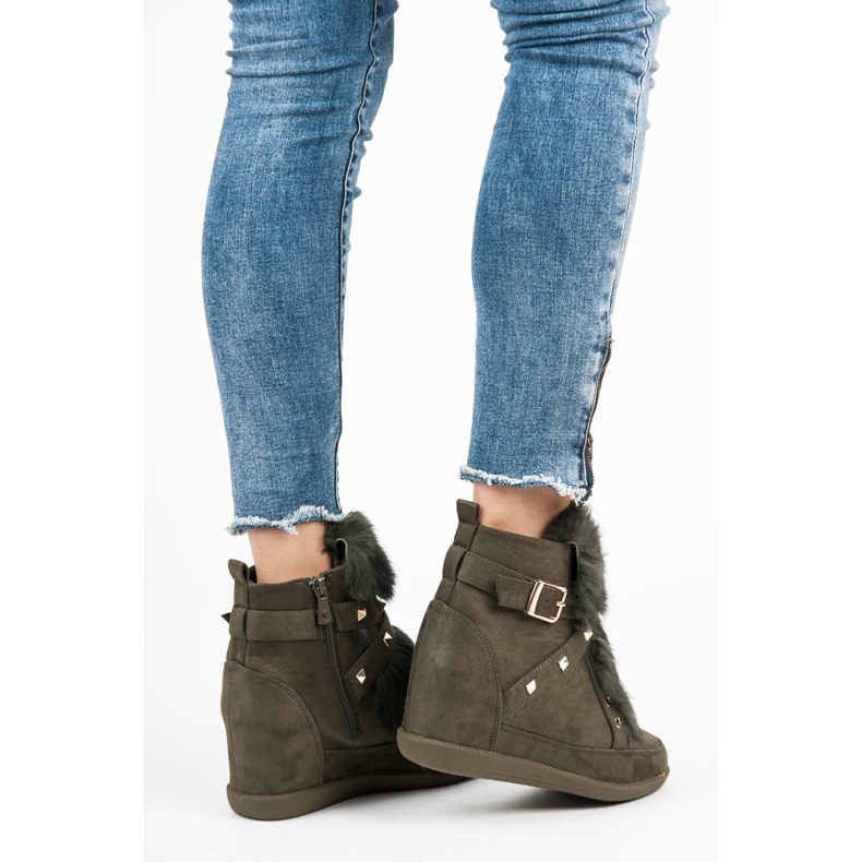 Kylie Baskets Avec Fourrure vert 1