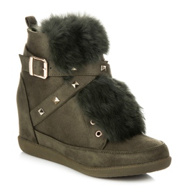Kylie Baskets Avec Fourrure vert 2