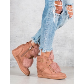 Kylie Baskets Avec Fourrure rose 1