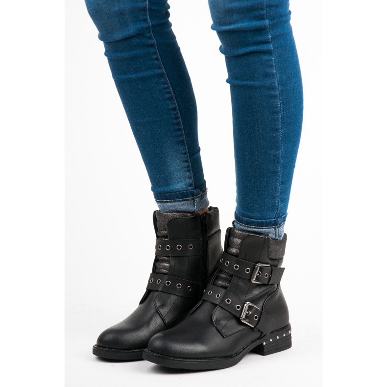 Erynn Travailleurs à la mode attachés avec une fermeture éclair le noir 2