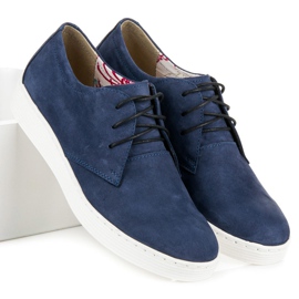 Vinceza Chaussures de sport en cuir bleu 1