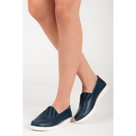 Mocassins à enfiler en cuir VINCEZA bleu 1