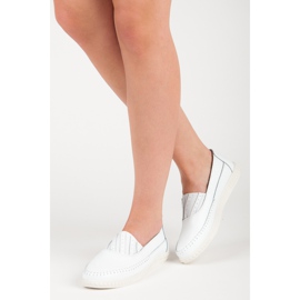Mocassins à enfiler en cuir VINCEZA blanche 1 Mocassins à enfiler en cuir VINCEZA blanche 1