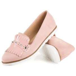 Seastar Mocassins En Daim À Franges rose 2