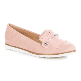 Seastar Mocassins En Daim À Franges rose 3
