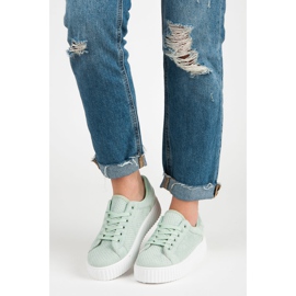 Seastar Baskets en daim sur la plate-forme vert 1