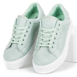 Seastar Baskets en daim sur la plate-forme vert 3