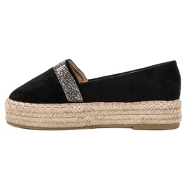SHELOVET Espadrilles Avec Cristaux noir 1
