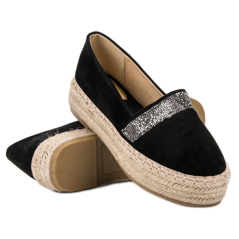 SHELOVET Espadrilles Avec Cristaux le noir 2