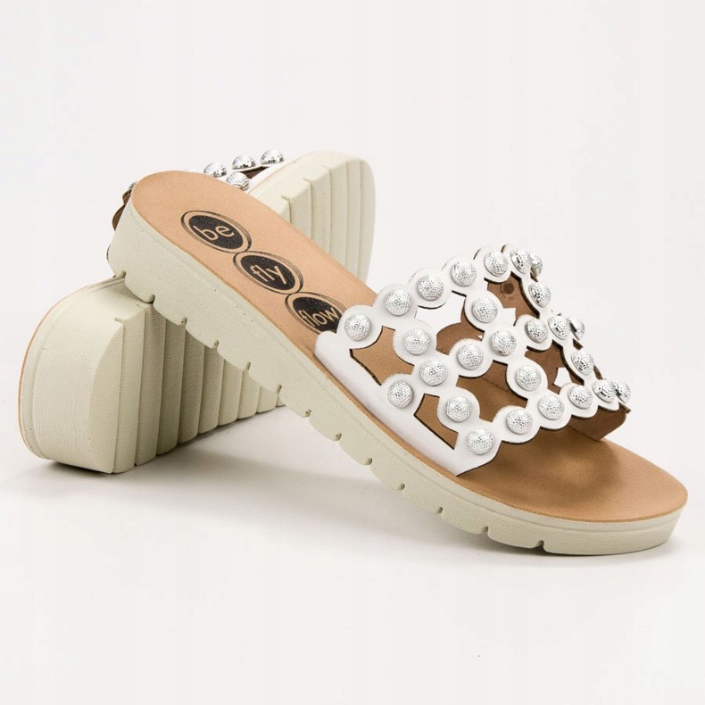 SHELOVET Pantoufles décontractées pour femmes blanche 1